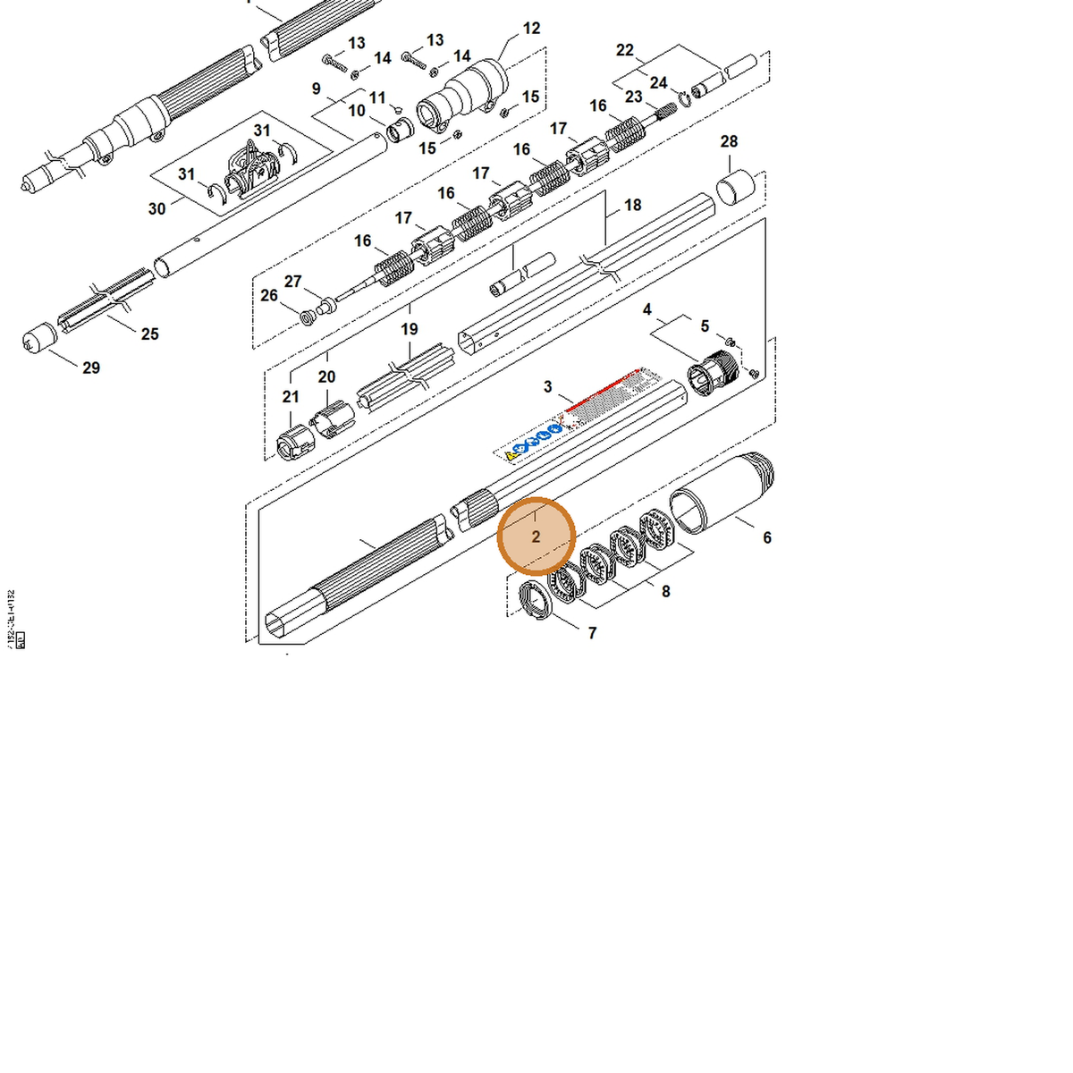STIHL part 4182-710-7124 — IPL diagram snippet (6x zoom, amber highlight)