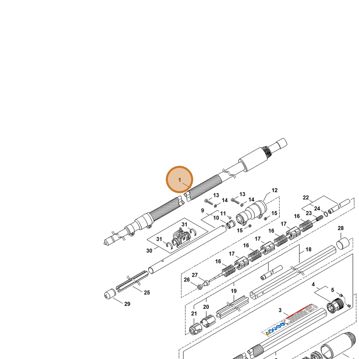 STIHL part 4182-710-7132 — IPL diagram snippet (6x zoom, amber highlight)