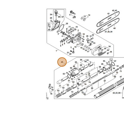 STIHL part 4182-710-7140 — IPL diagram snippet (6x zoom, amber highlight)