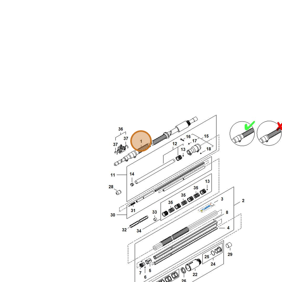 STIHL part 4182-710-7176 — IPL diagram snippet (6x zoom, amber highlight)