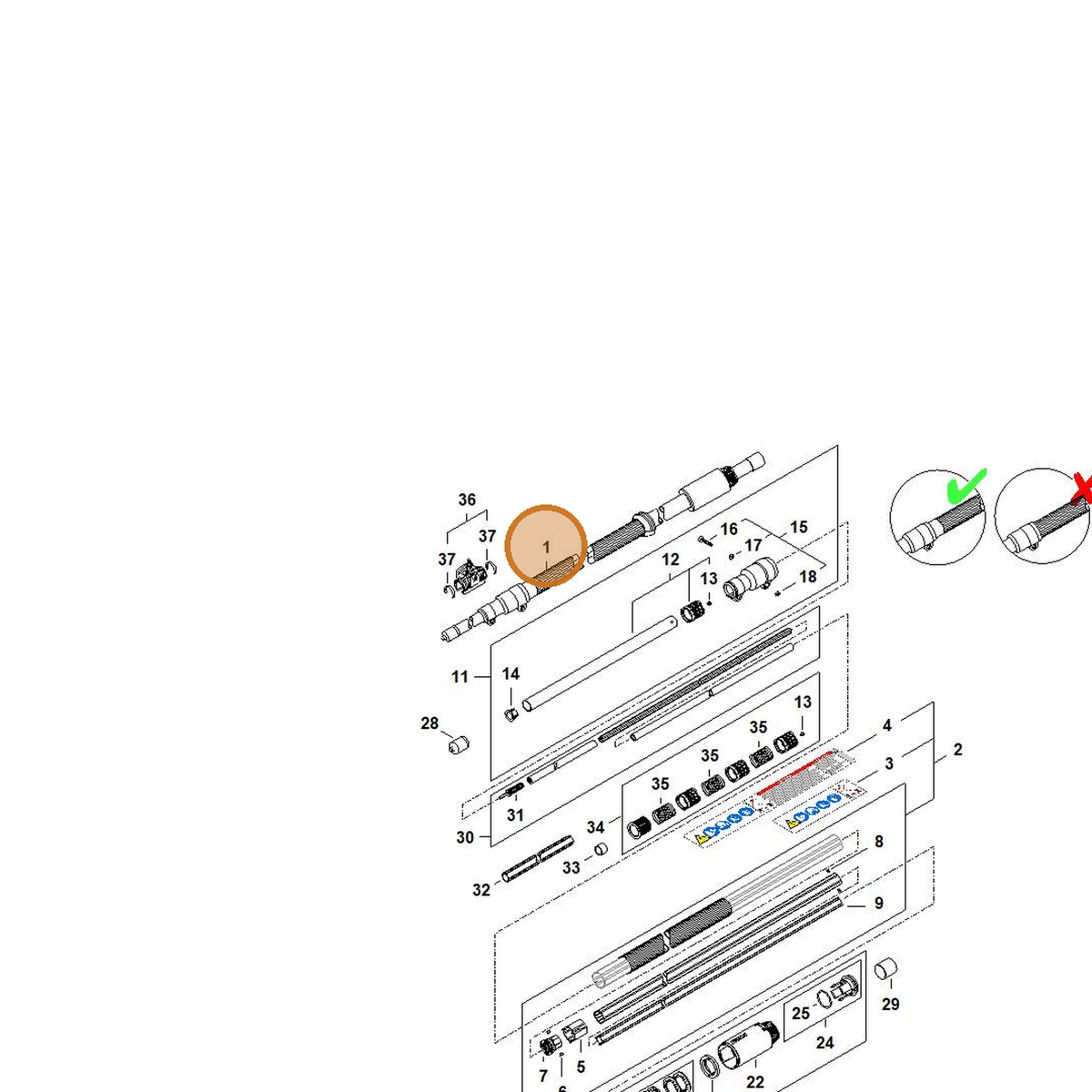STIHL part 4182-710-7177 — IPL diagram snippet (6x zoom, amber highlight)