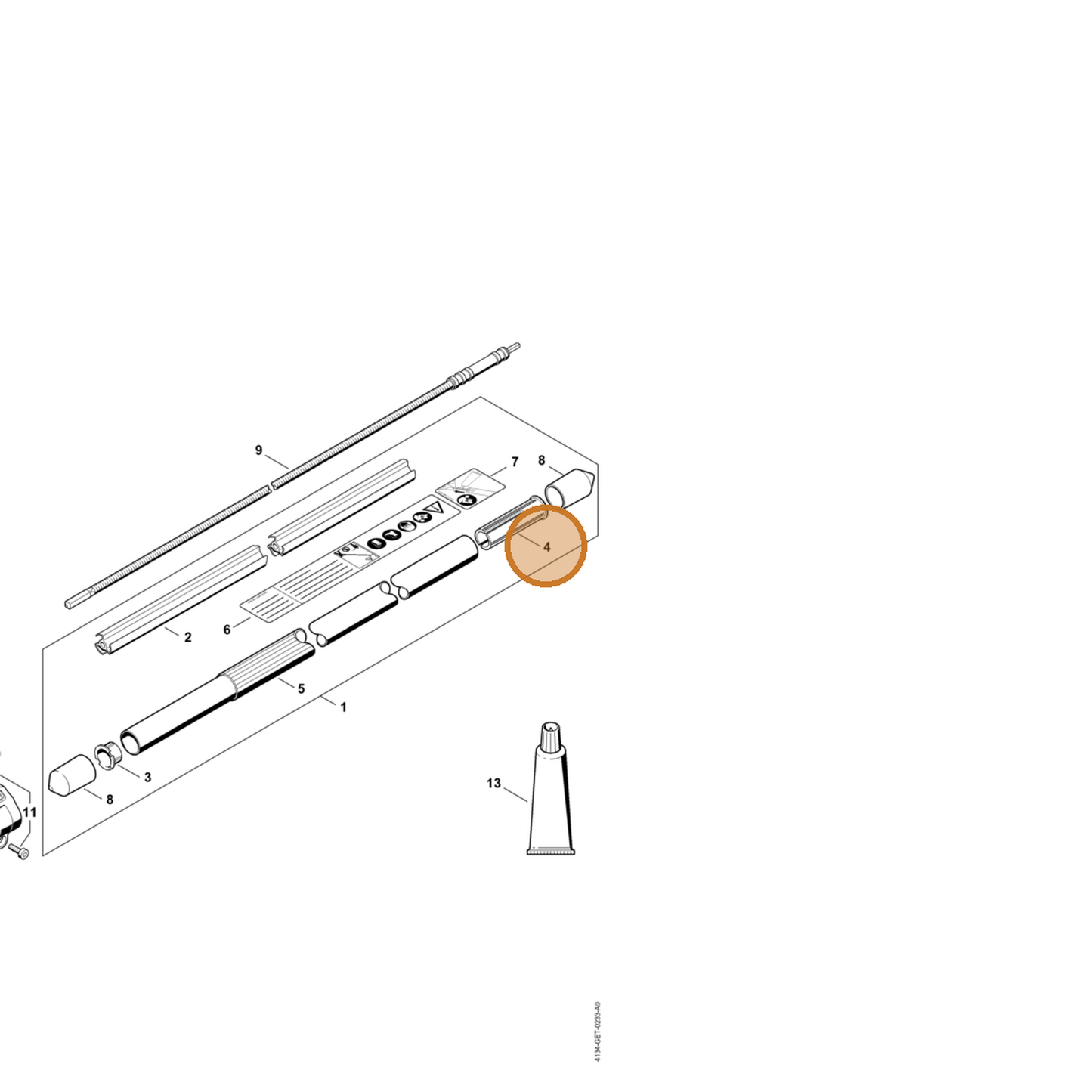 STIHL part 4182-711-2100 — IPL diagram snippet (6x zoom, amber highlight)