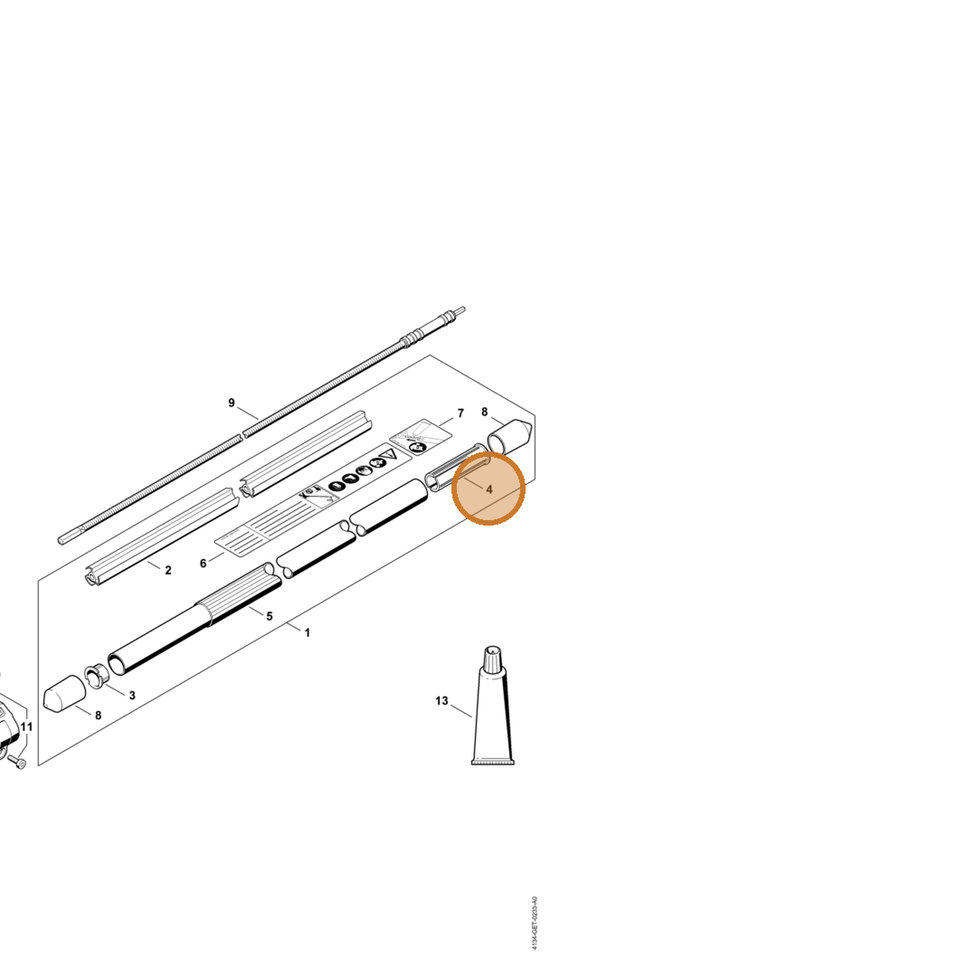 STIHL part 4182-711-2100 — IPL diagram snippet (6x zoom, amber highlight)
