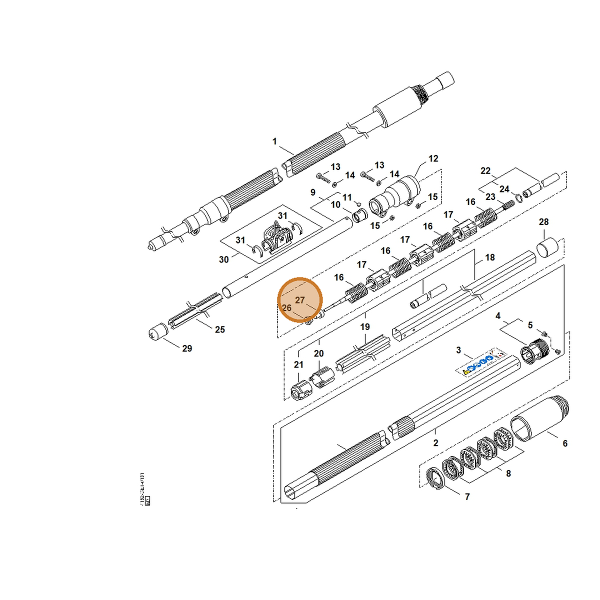 STIHL part 4182-711-2523 — IPL diagram snippet (6x zoom, amber highlight)