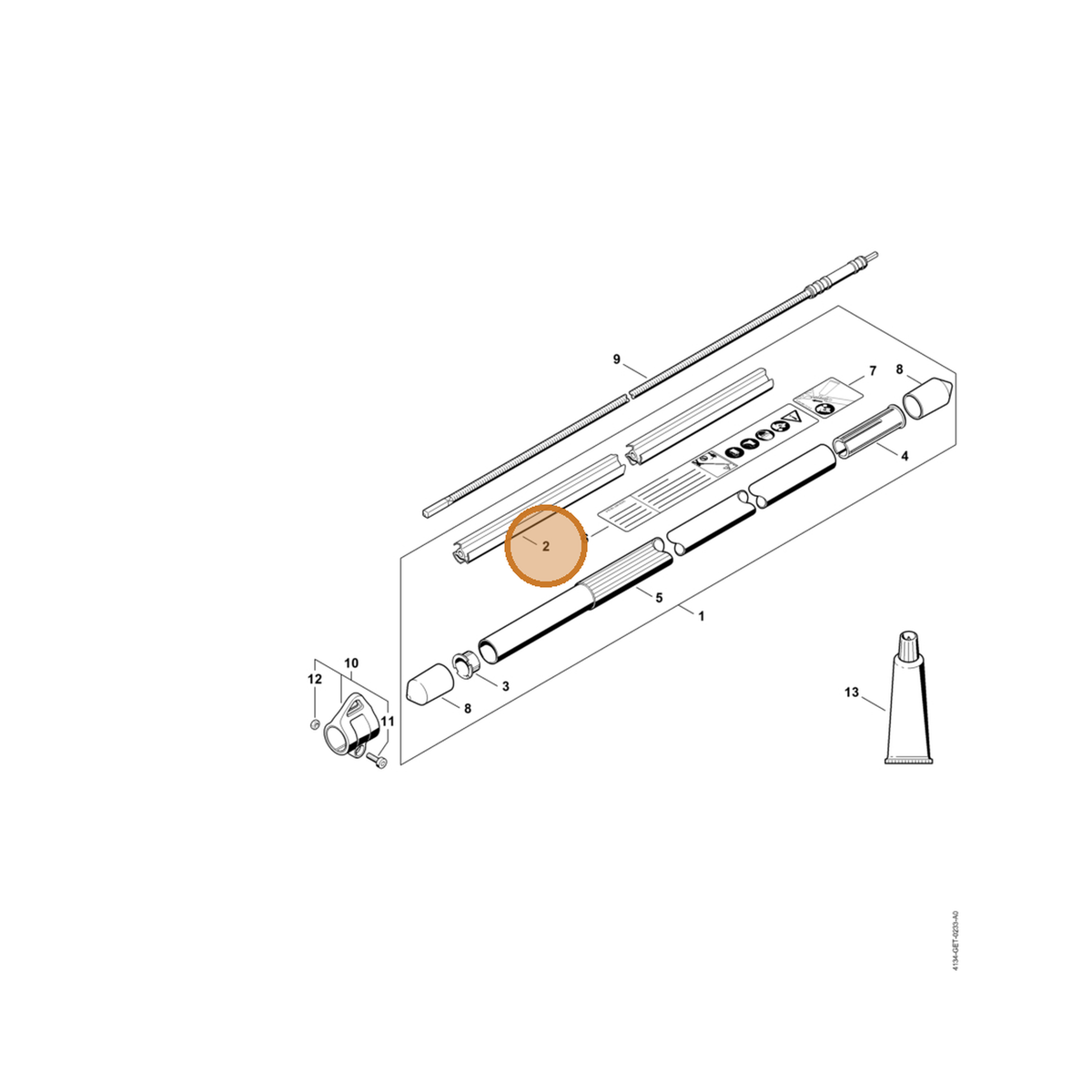 STIHL part 4182-711-7300 — IPL diagram snippet (6x zoom, amber highlight)