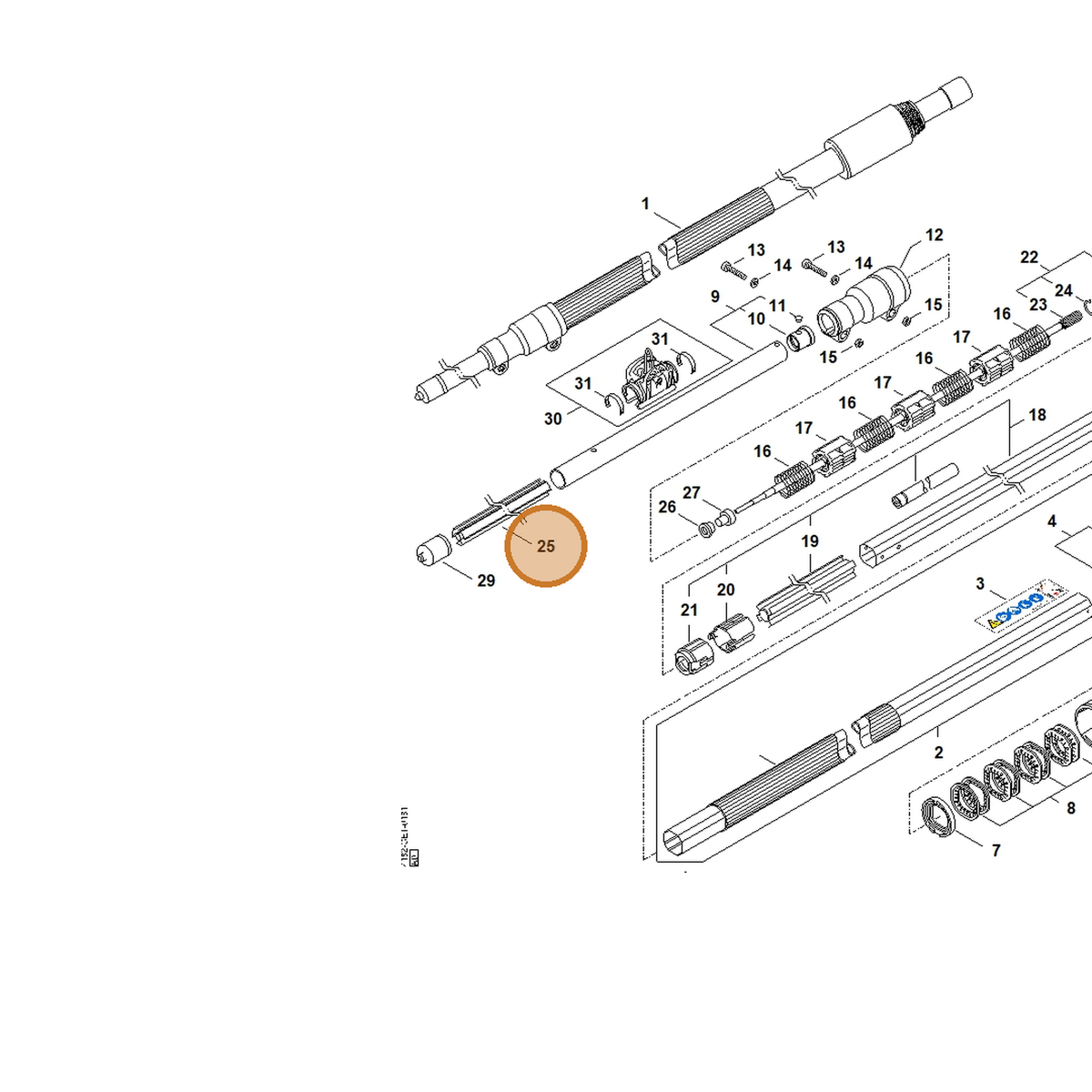 STIHL part 4182-711-7321 — IPL diagram snippet (6x zoom, amber highlight)