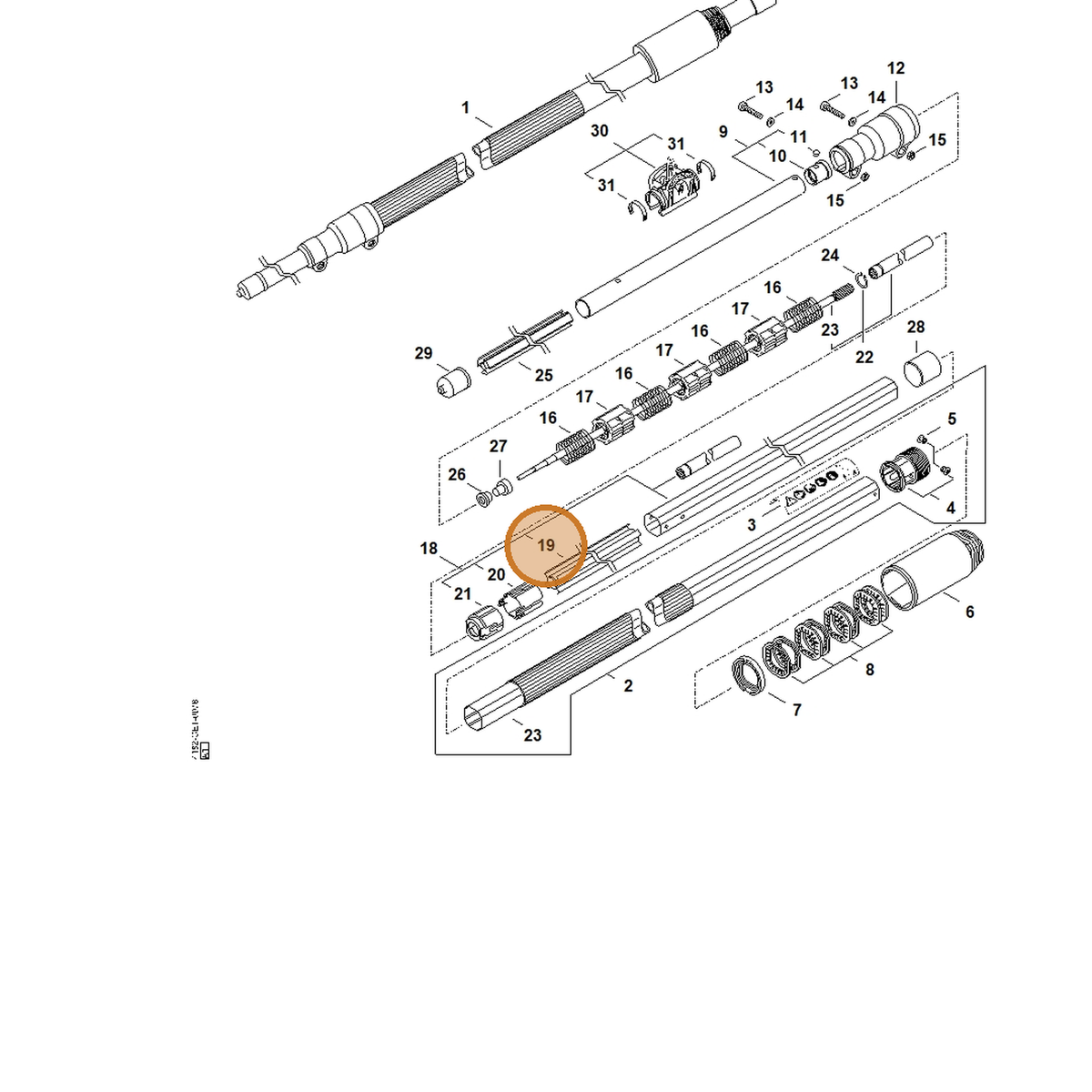 STIHL part 4182-711-7322 — IPL diagram snippet (6x zoom, amber highlight)