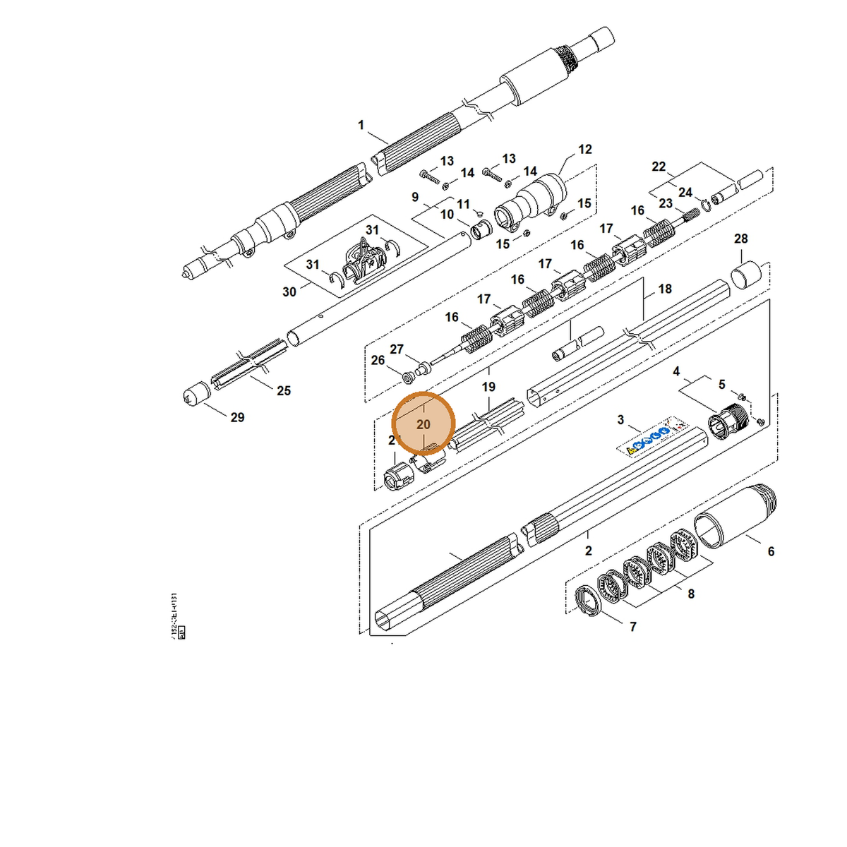 STIHL part 4182-711-9822 — IPL diagram snippet (6x zoom, amber highlight)