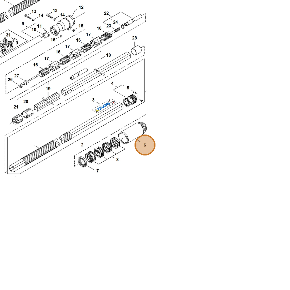 STIHL part 4182-716-0320 — IPL diagram snippet (6x zoom, amber highlight)