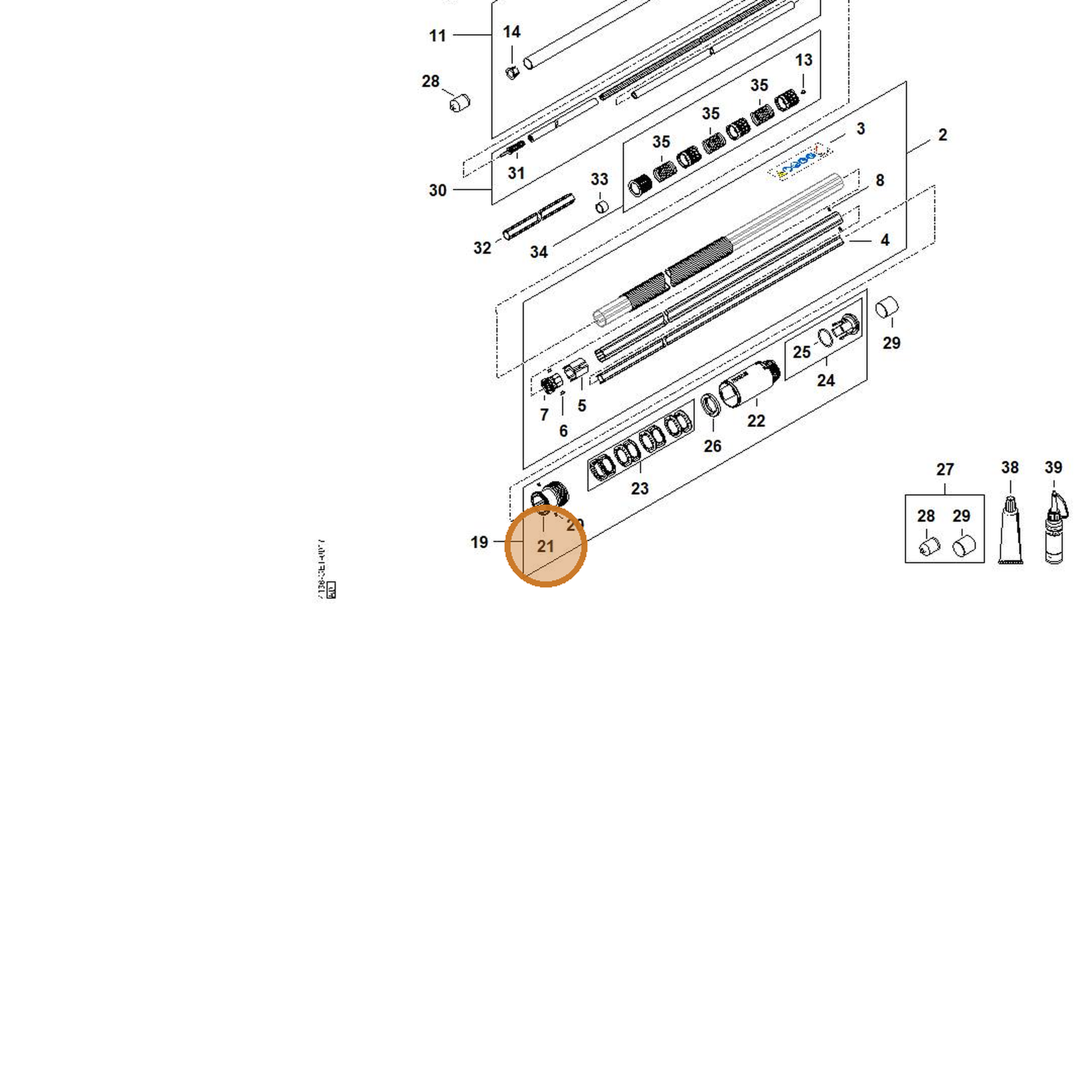 STIHL part 4182-716-6520 — IPL diagram snippet (6x zoom, amber highlight)
