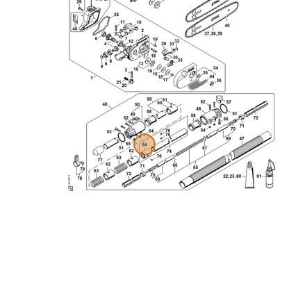 STIHL part 4182-740-3200 — IPL diagram snippet (6x zoom, amber highlight)