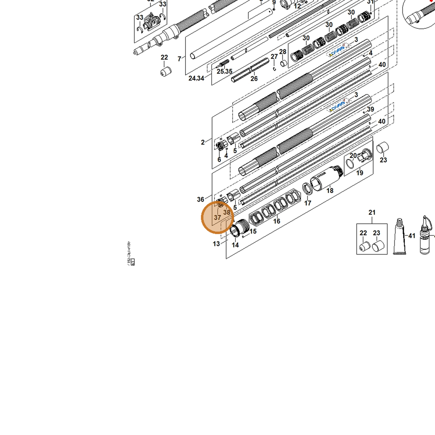 STIHL part 4182-740-3203 — IPL diagram snippet (6x zoom, amber highlight)