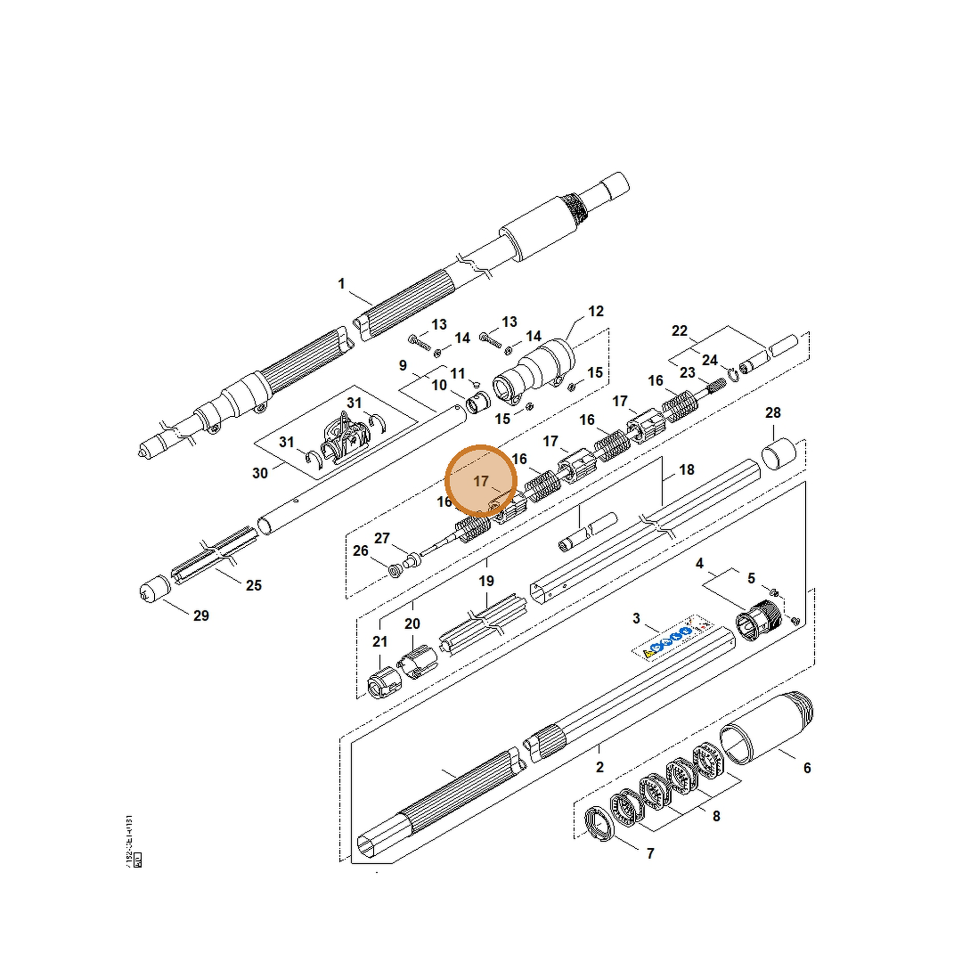STIHL part 4182-740-3215 — IPL diagram snippet (6x zoom, amber highlight)