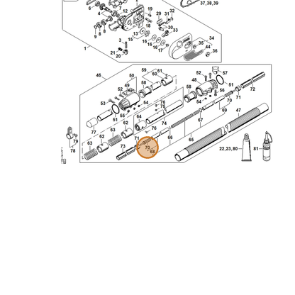 STIHL part 4182-740-3501 — IPL diagram snippet (6x zoom, amber highlight)