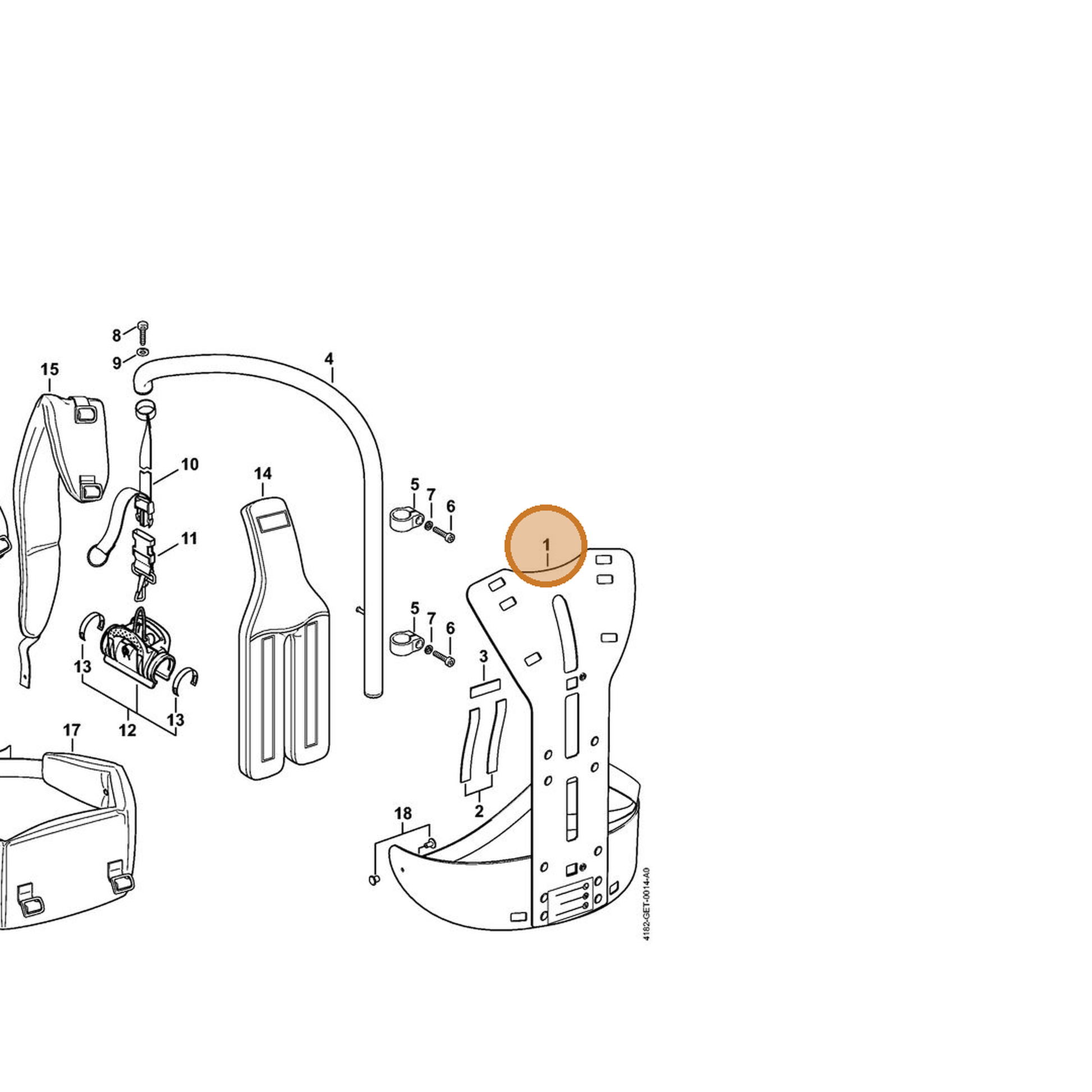 STIHL part 4182-790-6800 — IPL diagram snippet (6x zoom, amber highlight)