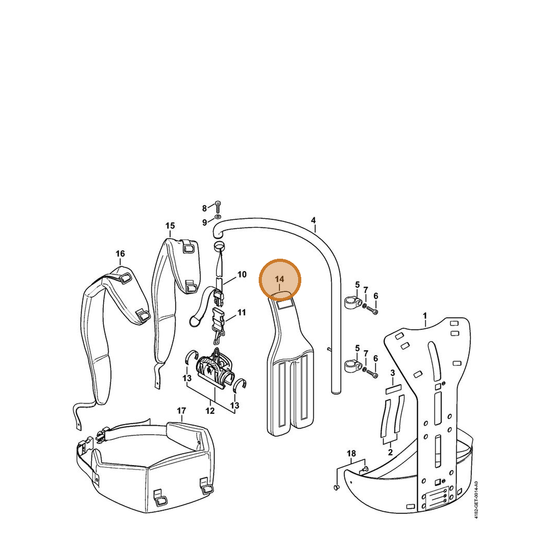 STIHL part 4182-790-8000 — IPL diagram snippet (6x zoom, amber highlight)