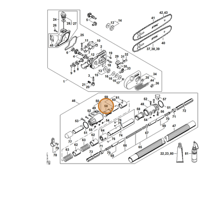 STIHL part 4182-791-7201 — IPL diagram snippet (6x zoom, amber highlight)