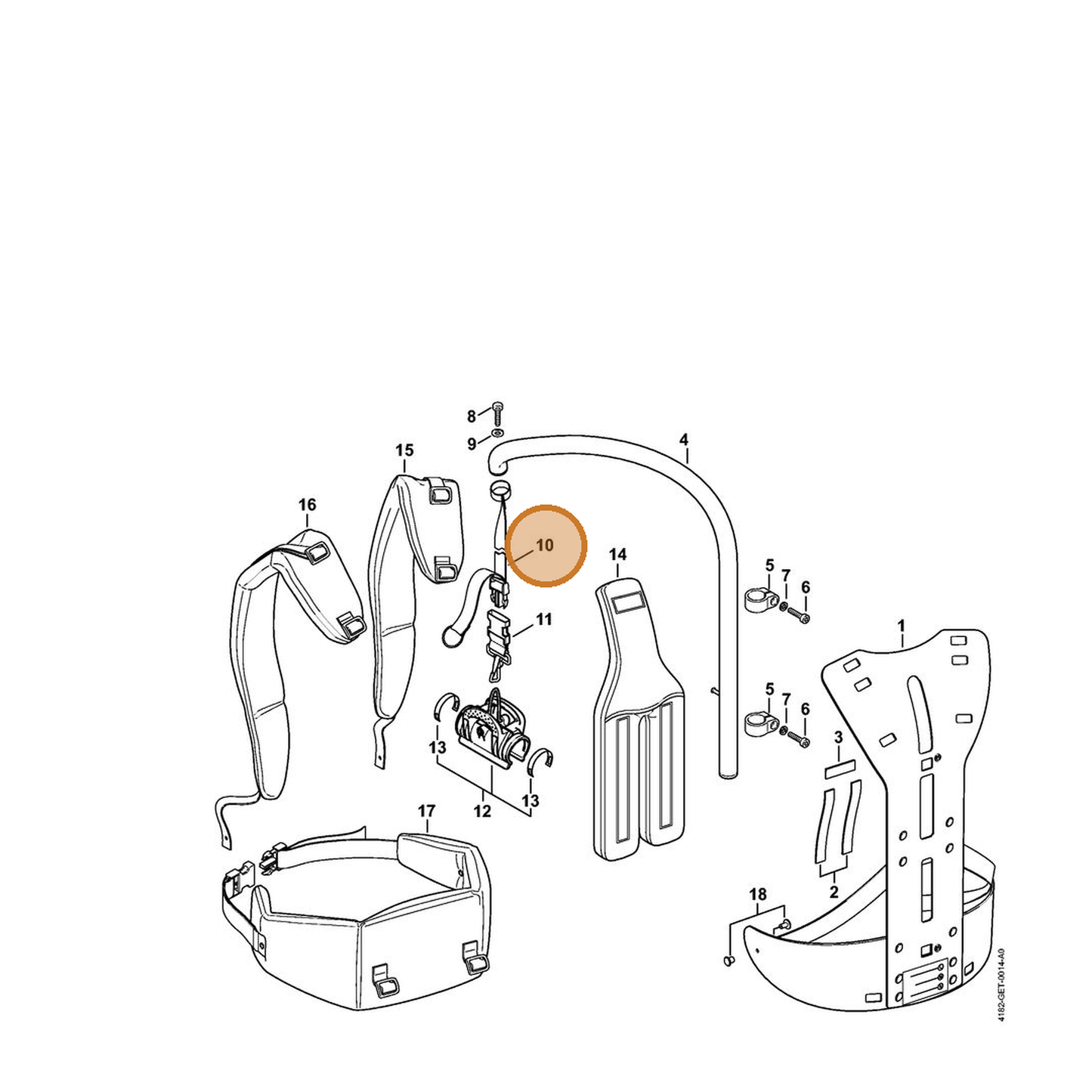 STIHL part 4182-791-8000 — IPL diagram snippet (6x zoom, amber highlight)