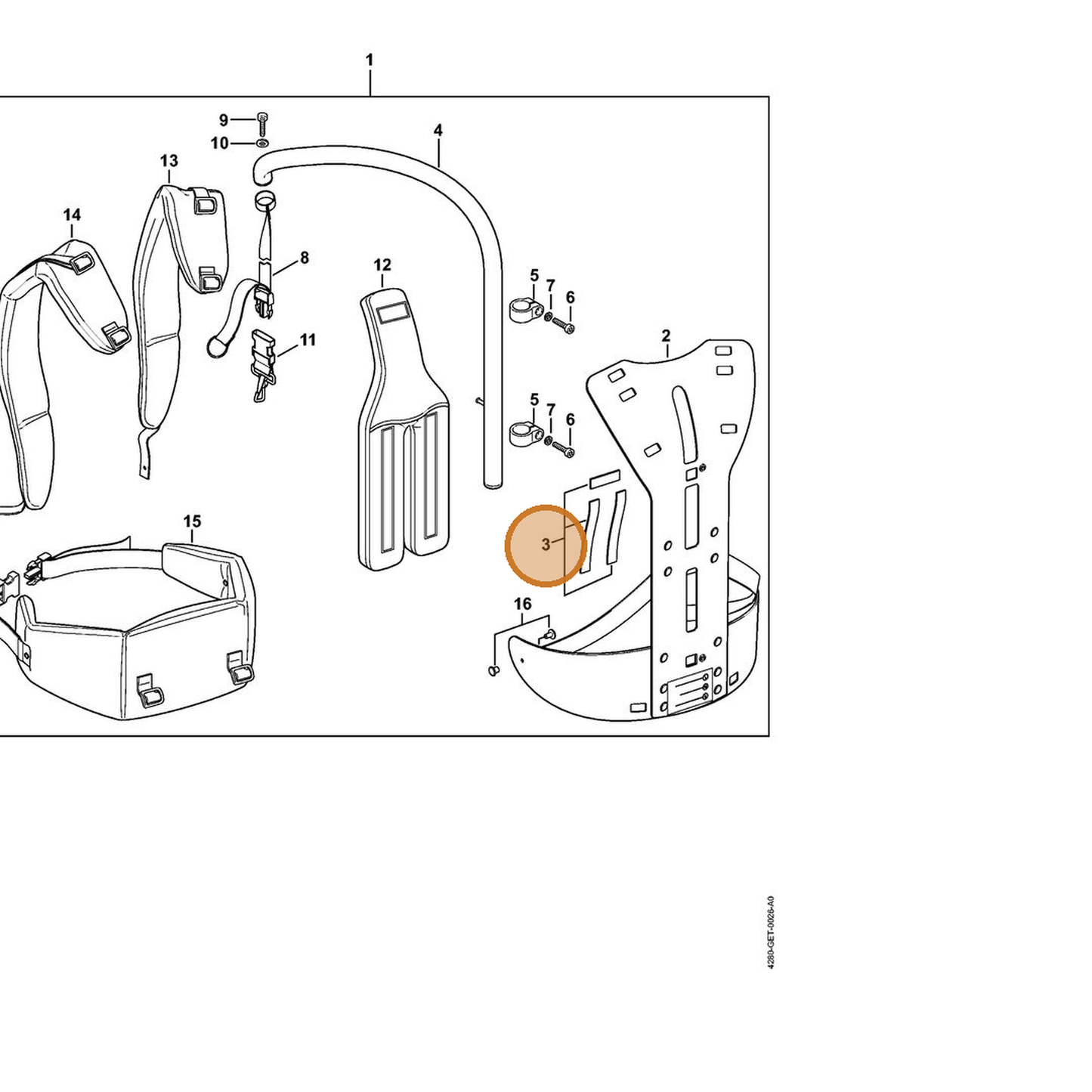 STIHL part 4182-792-2100 — IPL diagram snippet (6x zoom, amber highlight)