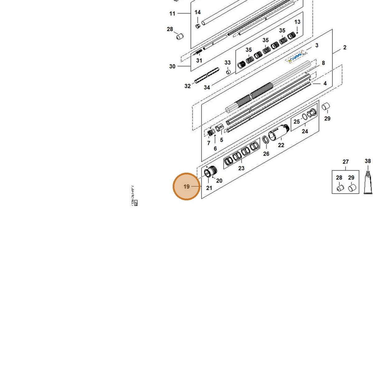 STIHL part 4182-820-1600 — IPL diagram snippet (6x zoom, amber highlight)