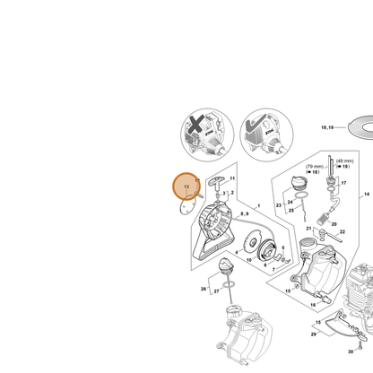 STIHL part 4182-967-1501 — IPL diagram snippet (6x zoom, amber highlight)