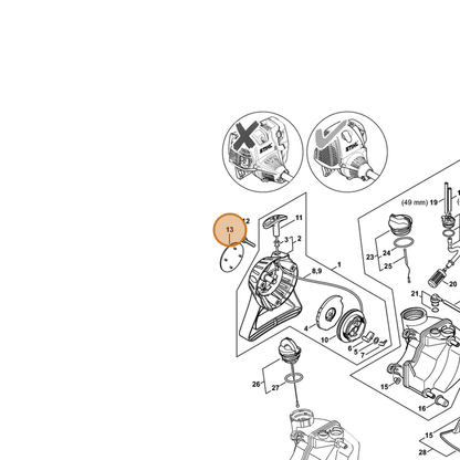 STIHL part 4182-967-1502 — IPL diagram snippet (6x zoom, amber highlight)