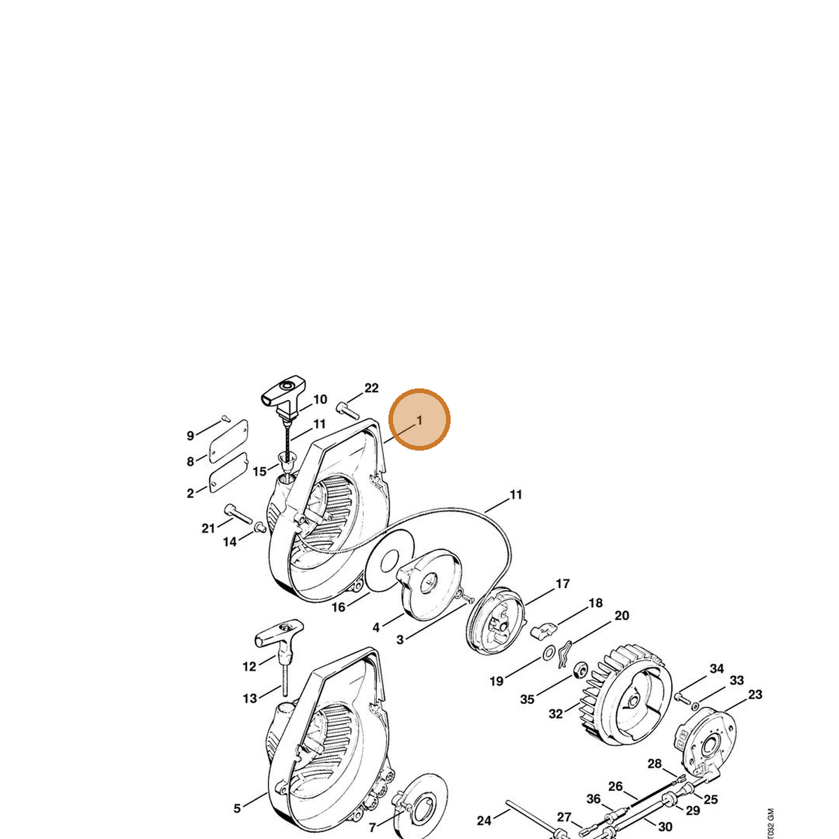 STIHL part 4201-080-2102 — IPL diagram snippet (6x zoom, amber highlight)