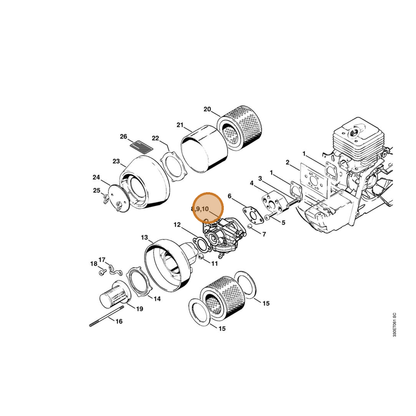 STIHL part 4201-120-0610 — IPL diagram snippet (6x zoom, amber highlight)