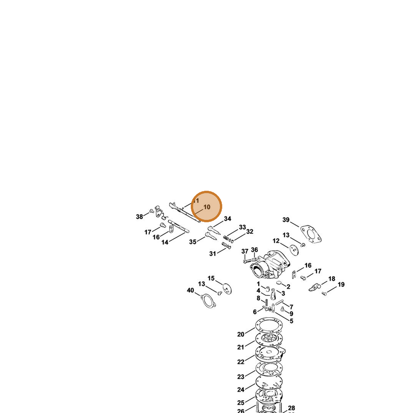 STIHL part 4201-120-7100 — IPL diagram snippet (6x zoom, amber highlight)