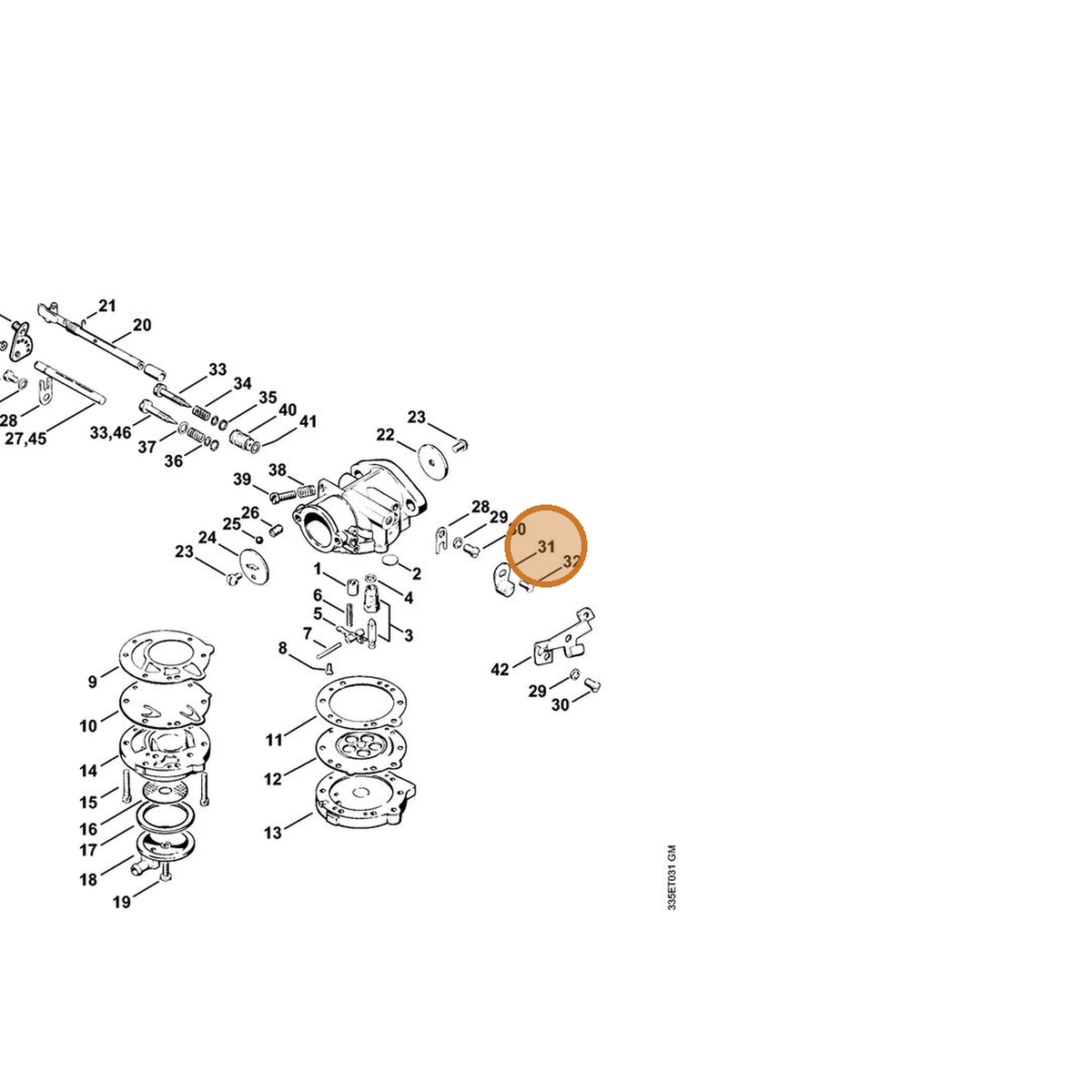 STIHL part 4201-120-8300 — IPL diagram snippet (6x zoom, amber highlight)