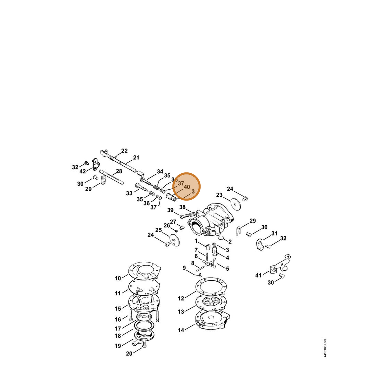 STIHL part 4201-120-8702 — IPL diagram snippet (6x zoom, amber highlight)