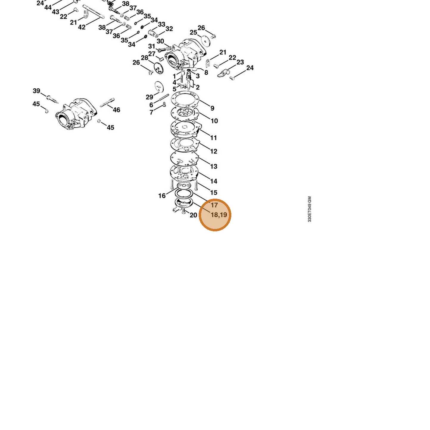STIHL part 4201-121-0802 — IPL diagram snippet (6x zoom, amber highlight)