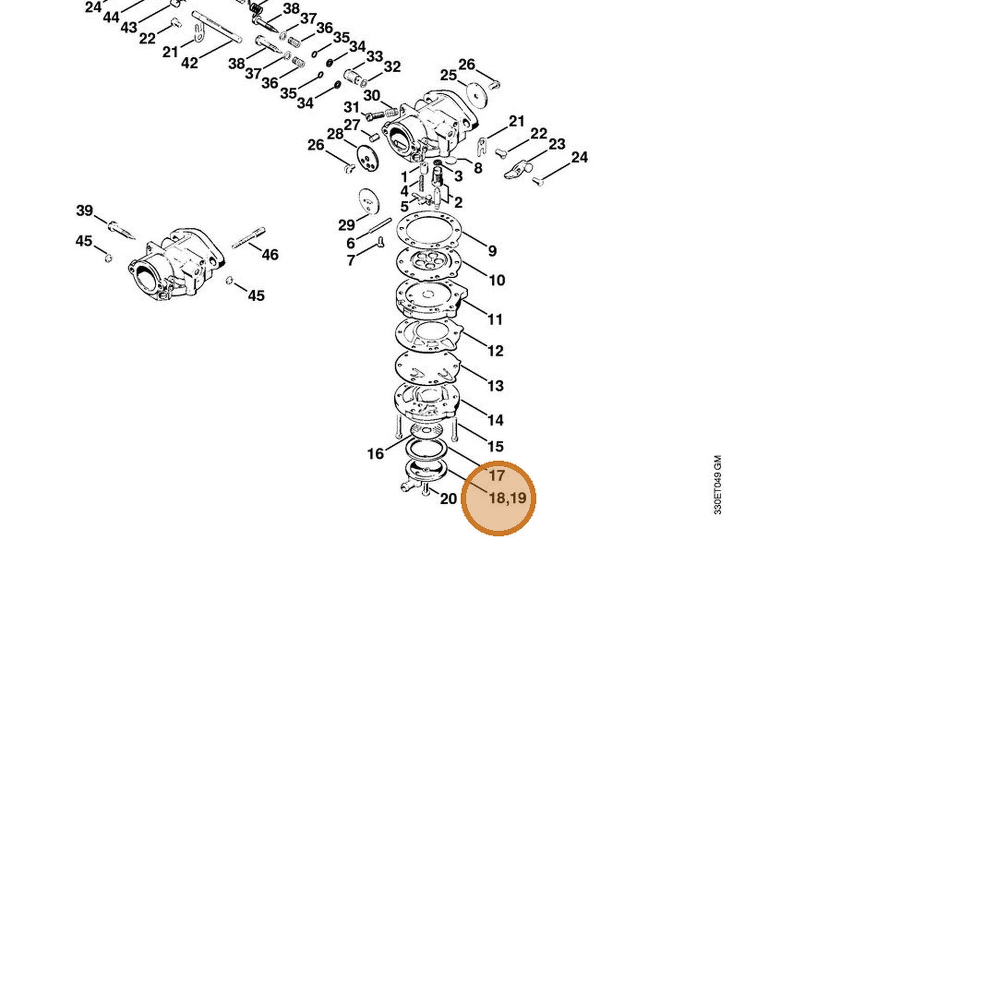 STIHL part 4201-121-0802 — IPL diagram snippet (6x zoom, amber highlight)