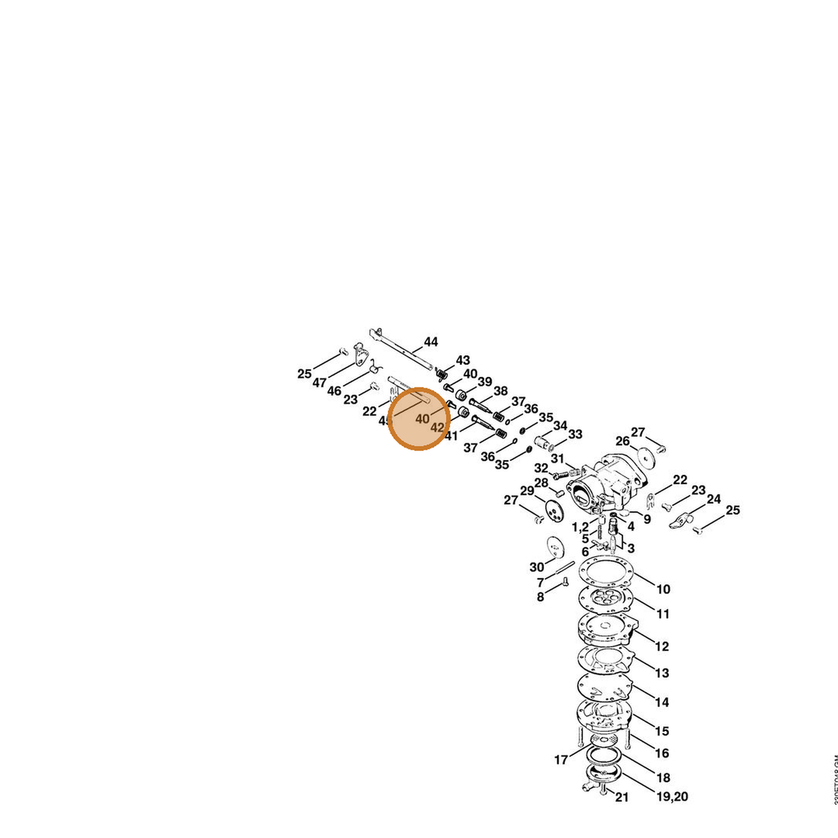 STIHL part 4201-121-2700 — IPL diagram snippet (6x zoom, amber highlight)