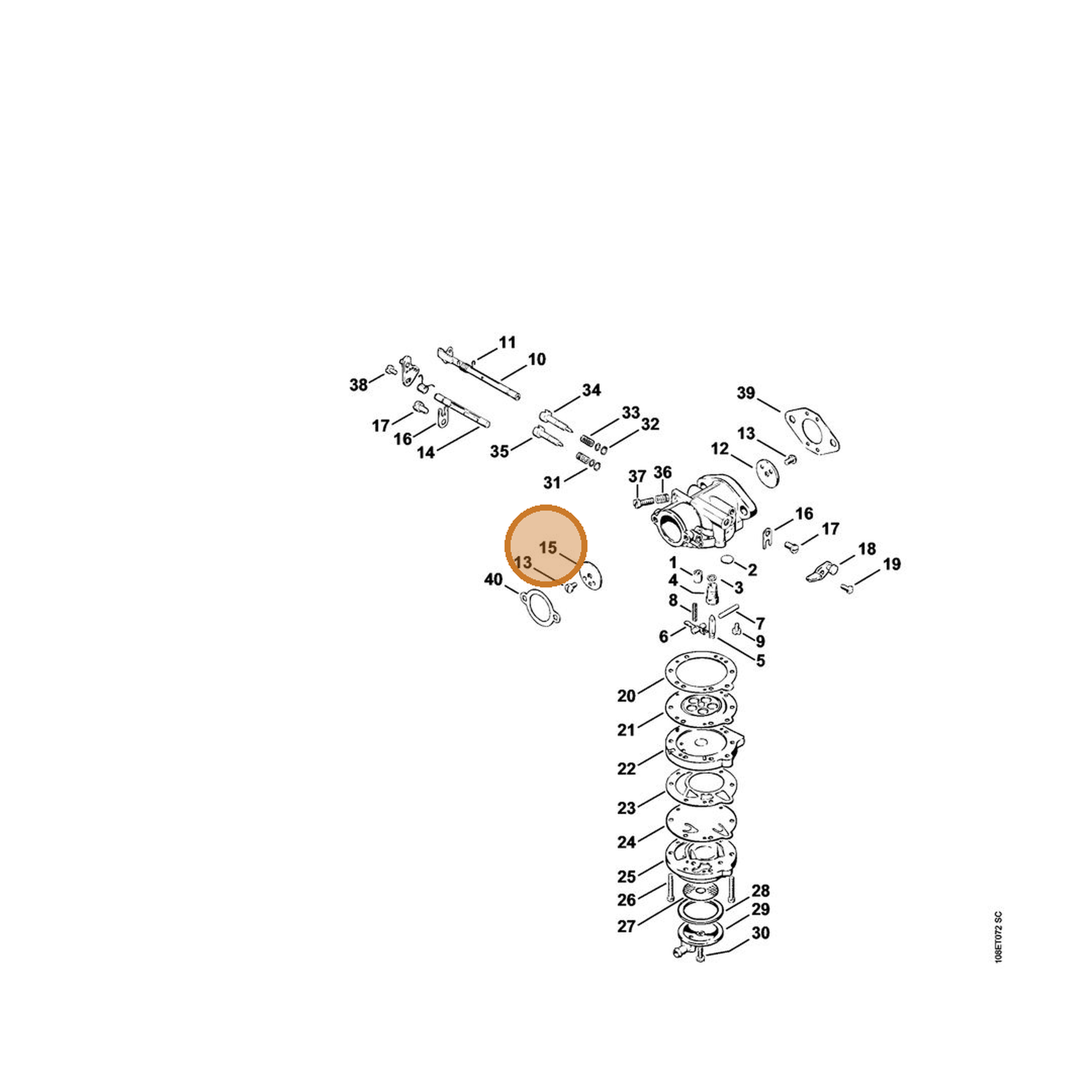 STIHL part 4201-121-2900 — IPL diagram snippet (6x zoom, amber highlight)