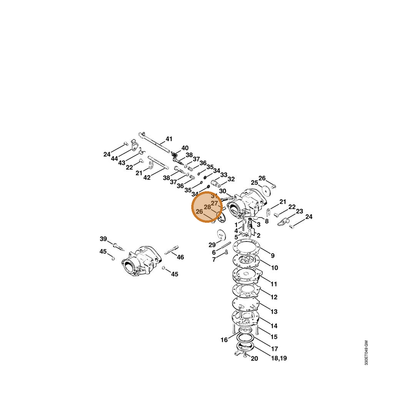 STIHL part 4201-121-2901 — IPL diagram snippet (6x zoom, amber highlight)