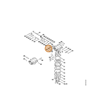 STIHL part 4201-121-2901 — IPL diagram snippet (6x zoom, amber highlight)