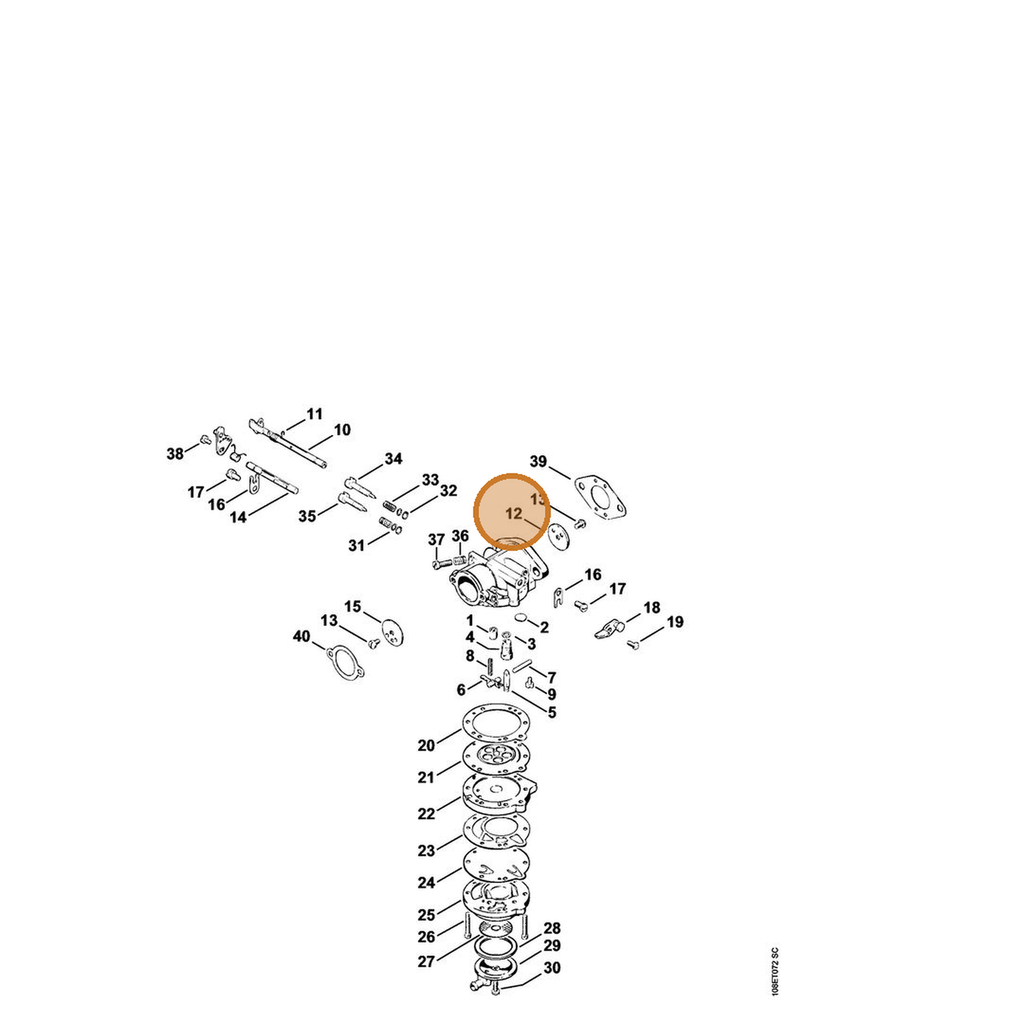 STIHL part 4201-121-3300 — IPL diagram snippet (6x zoom, amber highlight)