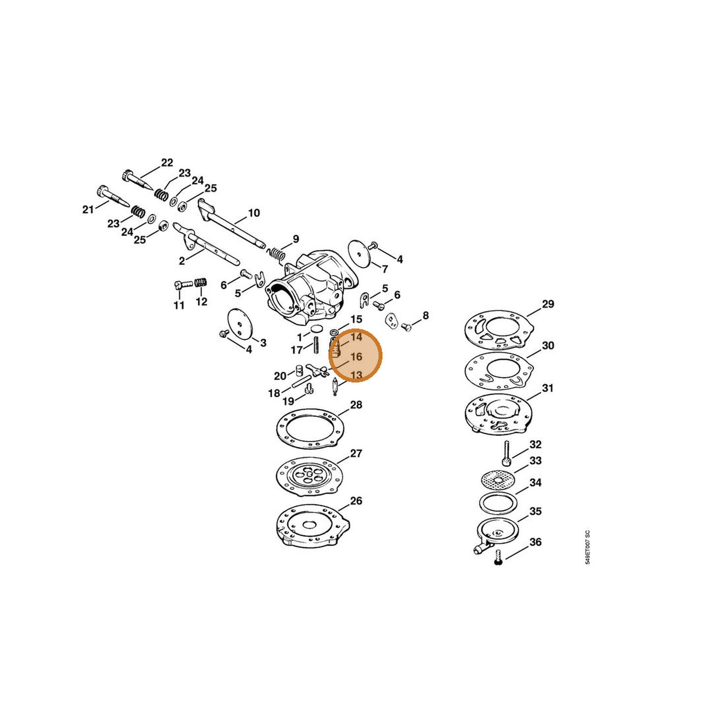 STIHL part 4201-121-5000 — IPL diagram snippet (6x zoom, amber highlight)
