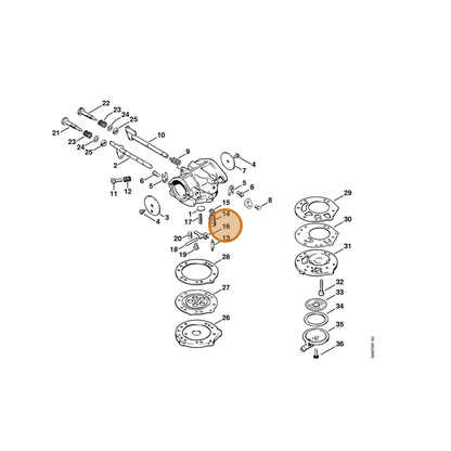 STIHL part 4201-121-5000 — IPL diagram snippet (6x zoom, amber highlight)