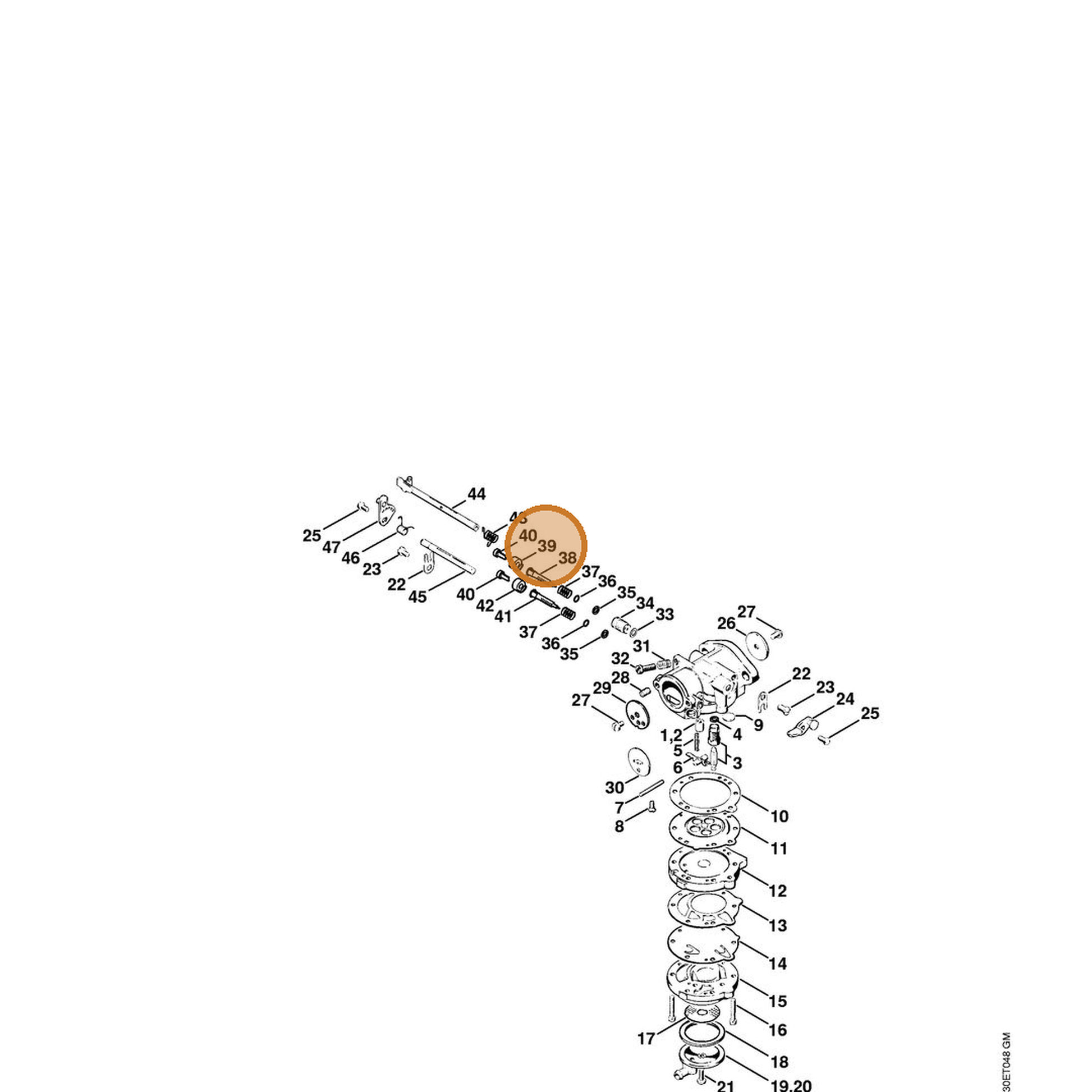 STIHL part 4201-121-9400 — IPL diagram snippet (6x zoom, amber highlight)
