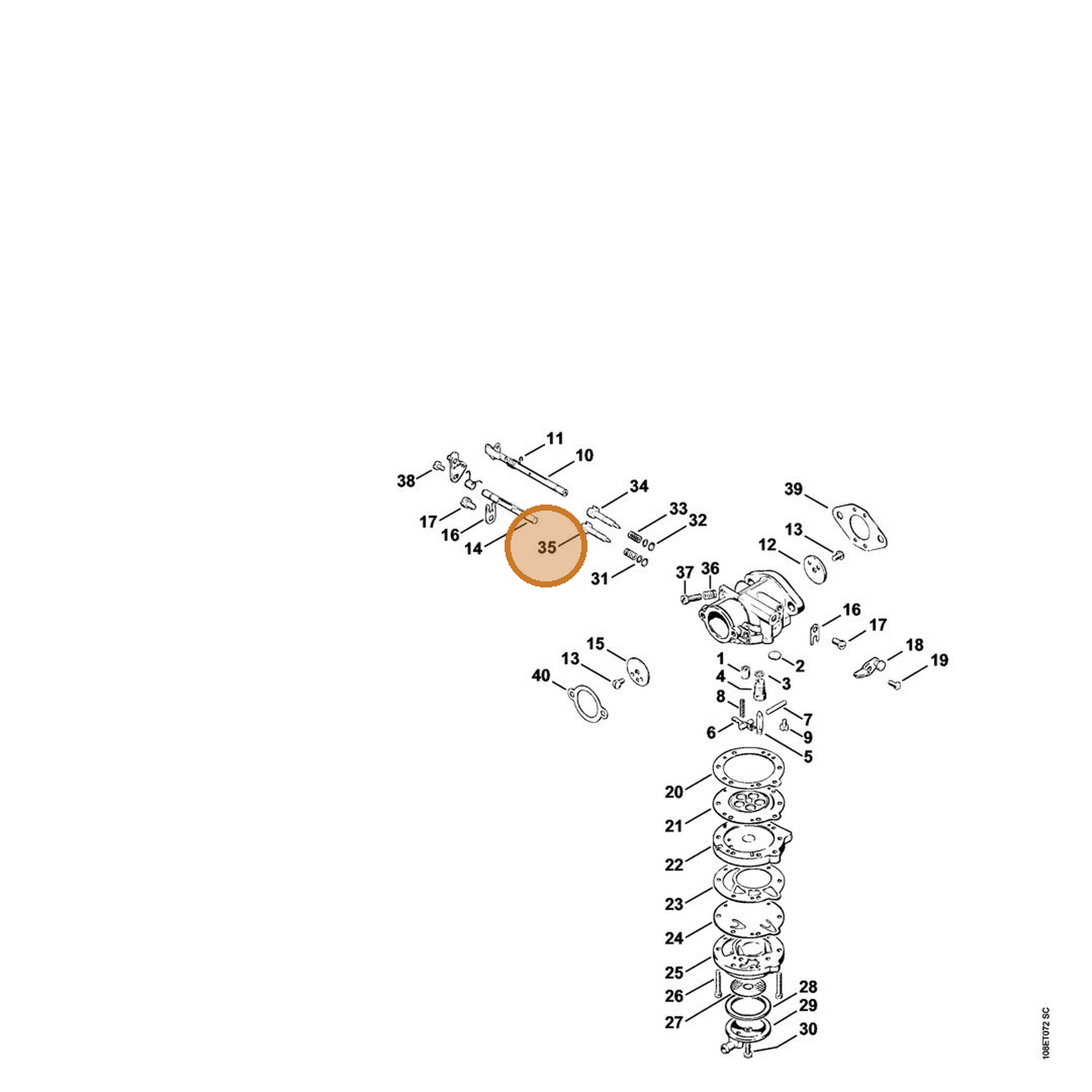STIHL part 4201-122-6700 — IPL diagram snippet (6x zoom, amber highlight)