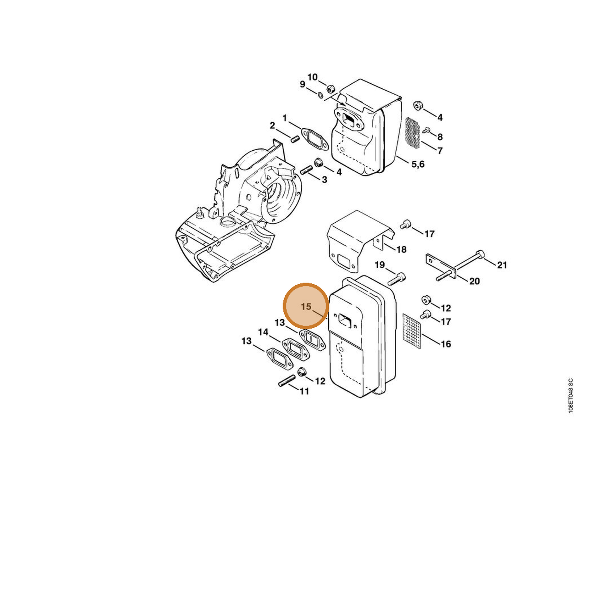 STIHL part 4201-140-0607 — IPL diagram snippet (6x zoom, amber highlight)