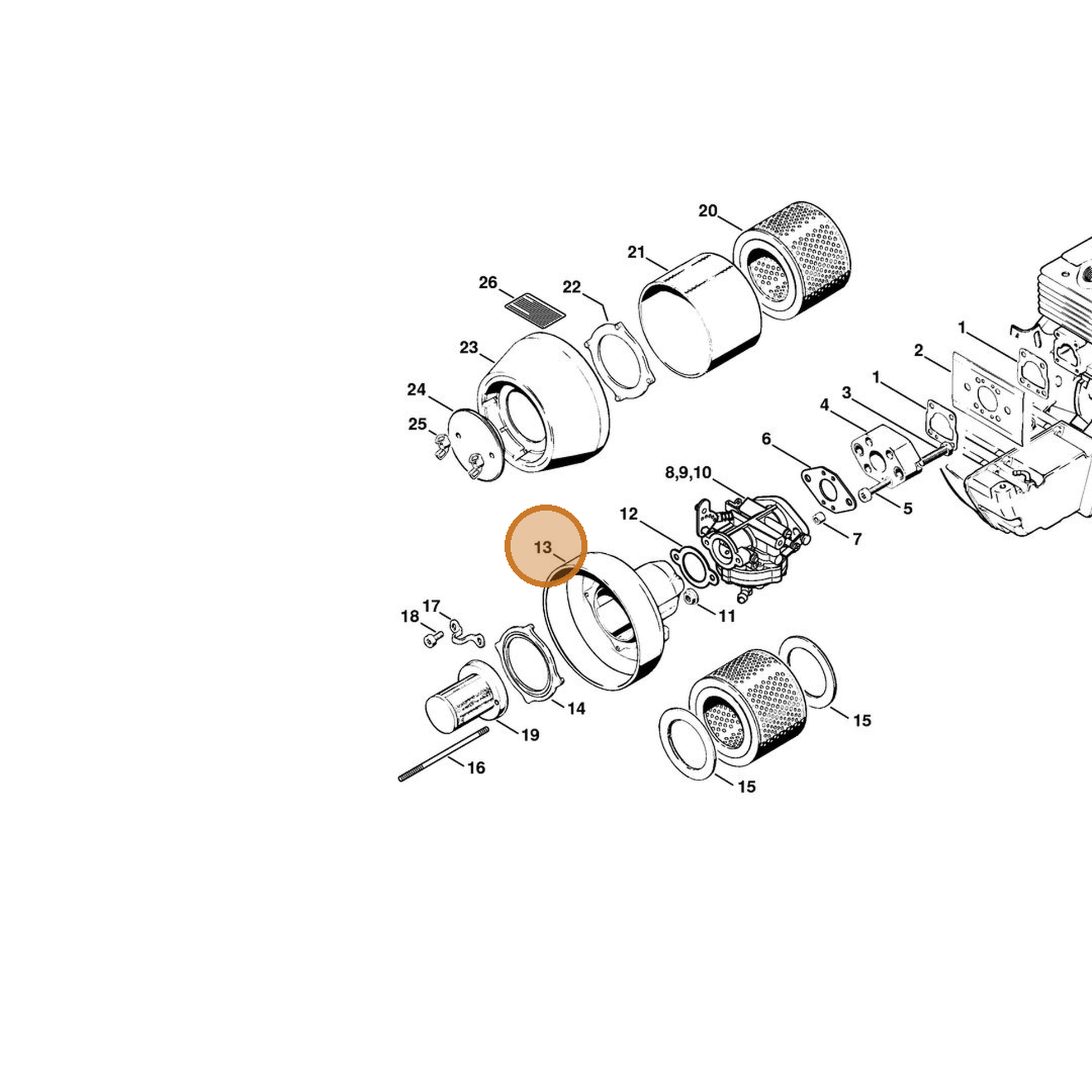 STIHL part 4201-140-2800 — IPL diagram snippet (6x zoom, amber highlight)