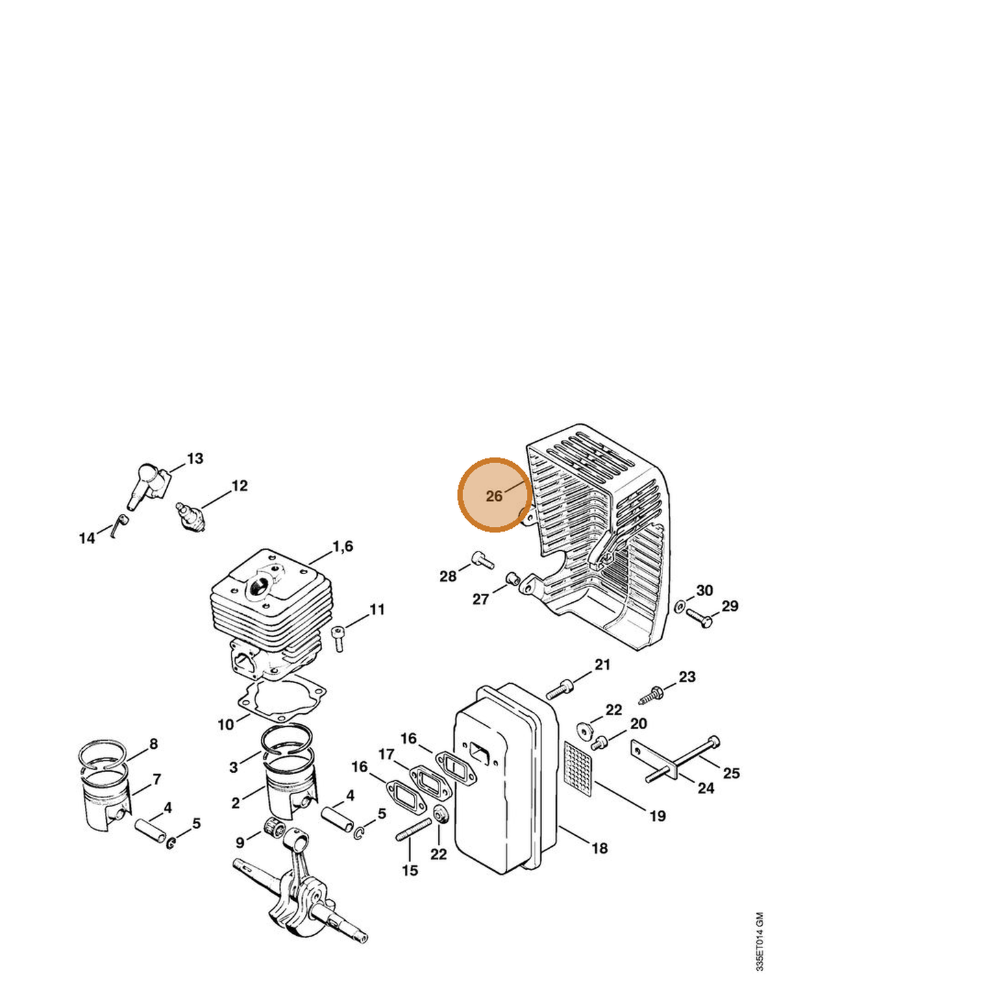 STIHL part 4201-140-7200 — IPL diagram snippet (6x zoom, amber highlight)