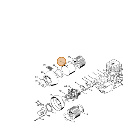 STIHL part 4201-141-0310 — IPL diagram snippet (6x zoom, amber highlight)