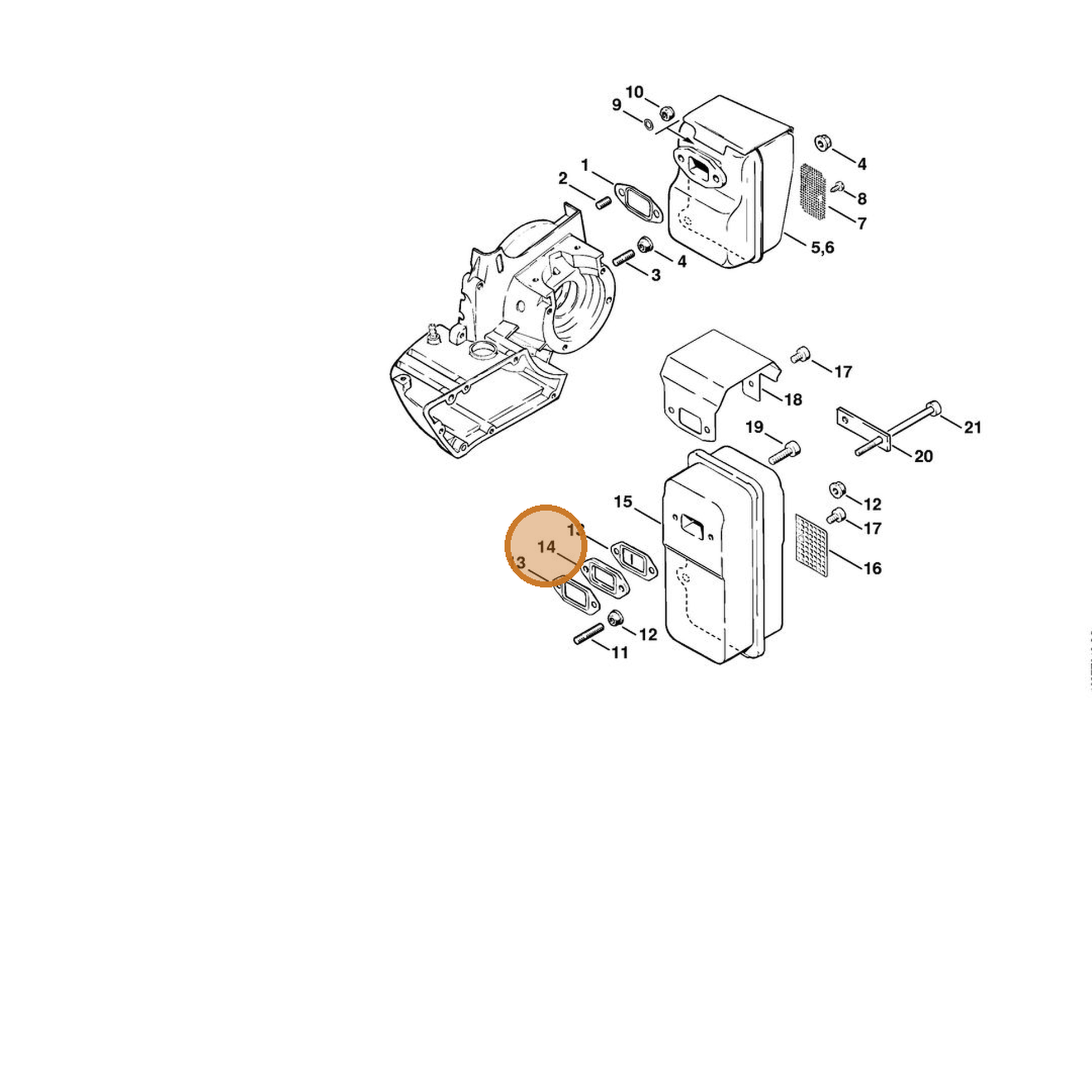 STIHL part 4201-141-1500 — IPL diagram snippet (6x zoom, amber highlight)