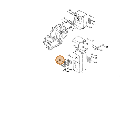 STIHL part 4201-141-1500 — IPL diagram snippet (6x zoom, amber highlight)