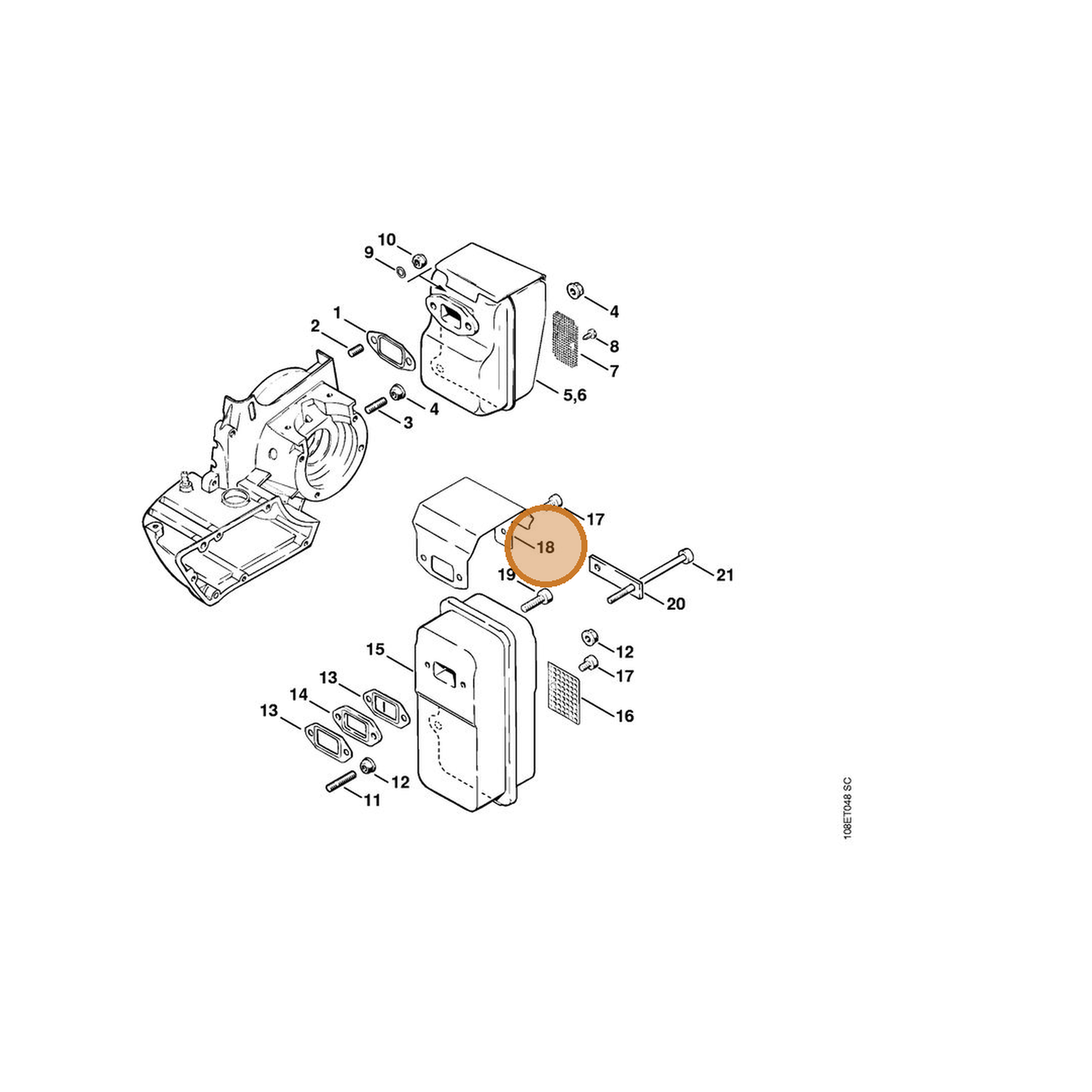 STIHL part 4201-146-7300 — IPL diagram snippet (6x zoom, amber highlight)