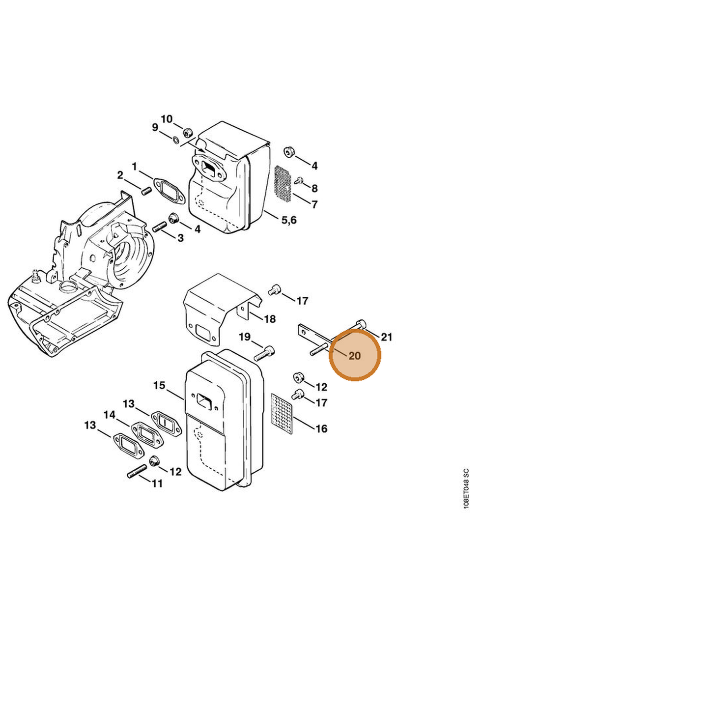 STIHL part 4201-148-3001 — IPL diagram snippet (6x zoom, amber highlight)